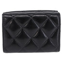 CHANEL Matelasse Compact Wallet Patent Leather Black Gold CC Auth 203711M-3