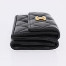CHANEL Matelasse Compact Wallet Patent Leather Black Gold CC Auth 203711M-4