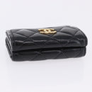 CHANEL Matelasse Compact Wallet Patent Leather Black Gold CC Auth 203711M-6