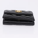 CHANEL Matelasse Compact Wallet Patent Leather Black Gold CC Auth 203711M-7