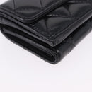 CHANEL Matelasse Compact Wallet Patent Leather Black Gold CC Auth 203711M-8