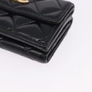 CHANEL Matelasse Compact Wallet Patent Leather Black Gold CC Auth 203711M-9