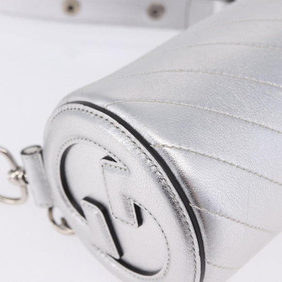 GUCCI Blondy Shoulder Bag Leather Silver 760170 Auth 203732M