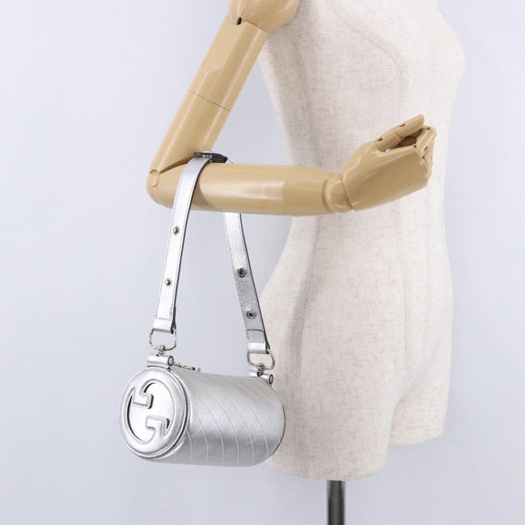 GUCCI Blondy Shoulder Bag Leather Silver 760170 Auth 203732M