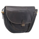 LOEWE Shoulder Bag Leather Gray Gold Auth 203734-1