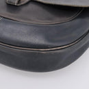 LOEWE Shoulder Bag Leather Gray Gold Auth 203734-8