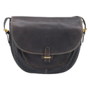 LOEWE Shoulder Bag Leather Gray Gold Auth 203734-13