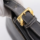 LOEWE Shoulder Bag Leather Gray Gold Auth 203734-10