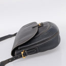 LOEWE Shoulder Bag Leather Gray Gold Auth 203734-3