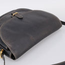 LOEWE Shoulder Bag Leather Gray Gold Auth 203734-6