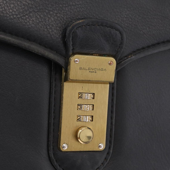 Balenciaga Briefcase Leather Black Gold Auth 203735