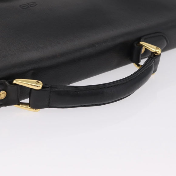 Balenciaga Briefcase Leather Black Gold Auth 203735
