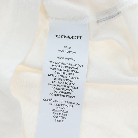 Coach Signature Short-sleeved T-shirt Cotton XS White Auth 203738M