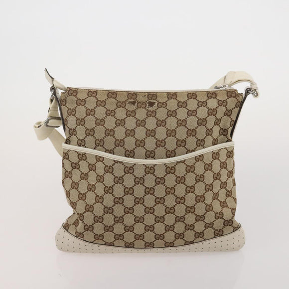GUCCI GG Canvas Hand Bag Leather 3 Set Beige Black Ivory Auth 203741