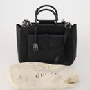 GUCCI GG Canvas Hand Bag Leather 3 Set Beige Black Ivory Auth 203741-9