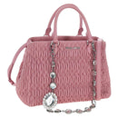 Miu Miu Matelasse Hand Bag Leather 2way Pink Silver Auth 203770V-1