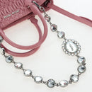 Miu Miu Matelasse Hand Bag Leather 2way Pink Silver Auth 203770V-14