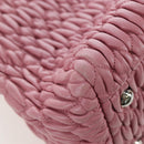 Miu Miu Matelasse Hand Bag Leather 2way Pink Silver Auth 203770V-18