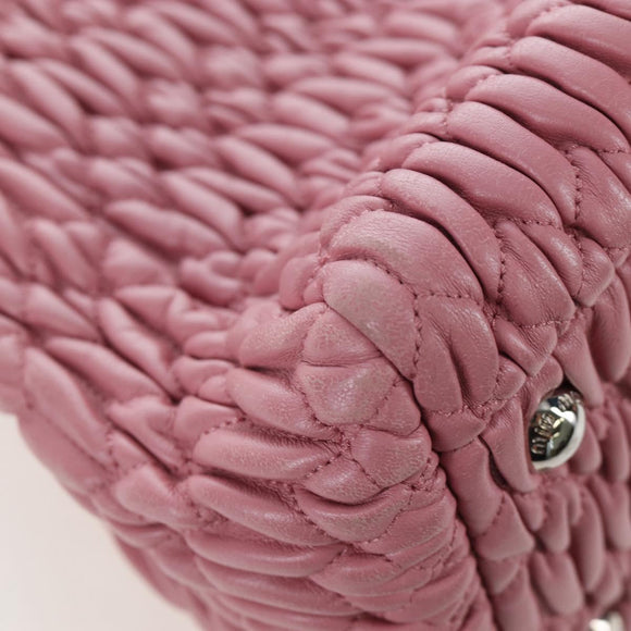 Miu Miu Matelasse Hand Bag Leather 2way Pink Silver Auth 203770V