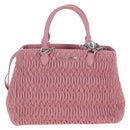 Miu Miu Matelasse Hand Bag Leather 2way Pink Silver Auth 203770V-2