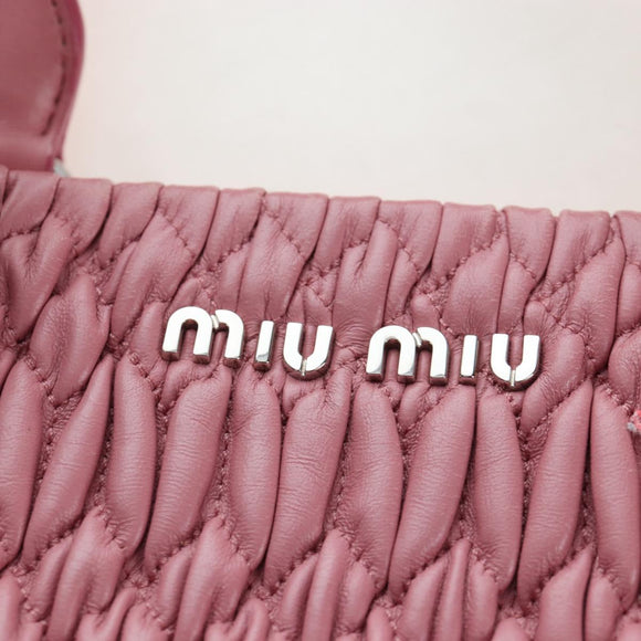 Miu Miu Matelasse Hand Bag Leather 2way Pink Silver Auth 203770V