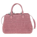 Miu Miu Matelasse Hand Bag Leather 2way Pink Silver Auth 203770V-3