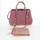 Miu Miu Matelasse Hand Bag Leather 2way Pink Silver Auth 203770V-33