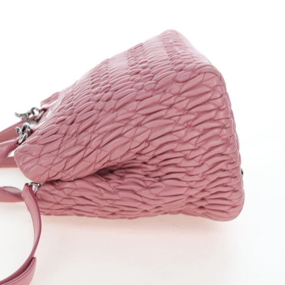 Miu Miu Matelasse Hand Bag Leather 2way Pink Silver Auth 203770V