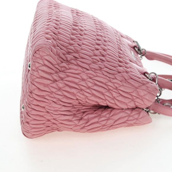 Miu Miu Matelasse Hand Bag Leather 2way Pink Silver Auth 203770V