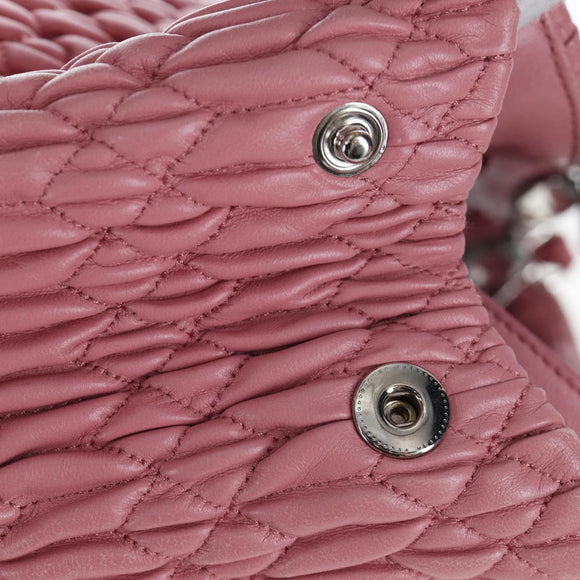 Miu Miu Matelasse Hand Bag Leather 2way Pink Silver Auth 203770V