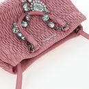 Miu Miu Matelasse Hand Bag Leather 2way Pink Silver Auth 203770V-7