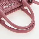 Miu Miu Matelasse Hand Bag Leather 2way Pink Silver Auth 203770V-8