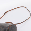 CELINE Macadam Canvas Triomphe Cylinder Bag PVC 2way Brown Gold Auth 203772SAM-15