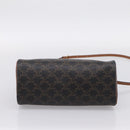 CELINE Macadam Canvas Triomphe Cylinder Bag PVC 2way Brown Gold Auth 203772SAM-5