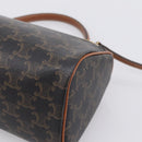 CELINE Macadam Canvas Triomphe Cylinder Bag PVC 2way Brown Gold Auth 203772SAM-9