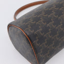 CELINE Macadam Canvas Triomphe Cylinder Bag PVC 2way Brown Gold Auth 203772SAM-18