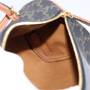 CELINE Macadam Canvas Triomphe Cylinder Bag PVC 2way Brown Gold Auth 203772SAM-20