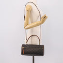 CELINE Macadam Canvas Triomphe Cylinder Bag PVC 2way Brown Gold Auth 203772SAM-22