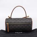 CELINE Macadam Canvas Triomphe Cylinder Bag PVC 2way Brown Gold Auth 203772SAM-12