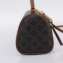 CELINE Macadam Canvas Triomphe Cylinder Bag PVC 2way Brown Gold Auth 203772SAM-3