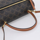 CELINE Macadam Canvas Triomphe Cylinder Bag PVC 2way Brown Gold Auth 203772SAM-7