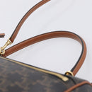 CELINE Macadam Canvas Triomphe Cylinder Bag PVC 2way Brown Gold Auth 203772SAM-14