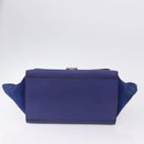 CELINE Trapeze Hand Bag Suede Leather 2way Blue Gold Auth 203775A-11