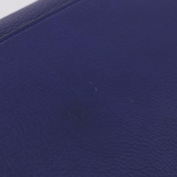 CELINE Trapeze Hand Bag Suede Leather 2way Blue Gold Auth 203775A