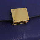CELINE Trapeze Hand Bag Suede Leather 2way Blue Gold Auth 203775A-17