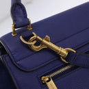 CELINE Trapeze Hand Bag Suede Leather 2way Blue Gold Auth 203775A-20