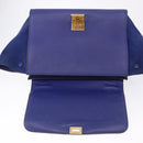 CELINE Trapeze Hand Bag Suede Leather 2way Blue Gold Auth 203775A-22