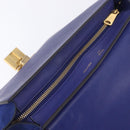 CELINE Trapeze Hand Bag Suede Leather 2way Blue Gold Auth 203775A-23
