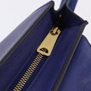 CELINE Trapeze Hand Bag Suede Leather 2way Blue Gold Auth 203775A-25