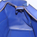 CELINE Trapeze Hand Bag Suede Leather 2way Blue Gold Auth 203775A-28